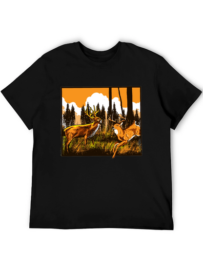 Deer Graphic Tee - Wildlife Forest Design