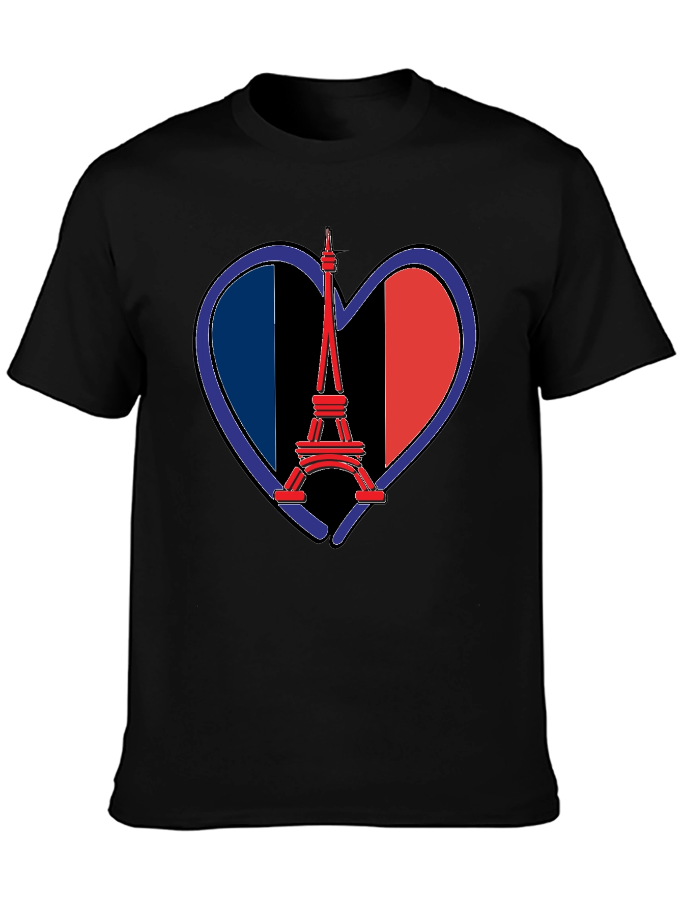 Eiffel Tower France Flag Heart T-Shirt