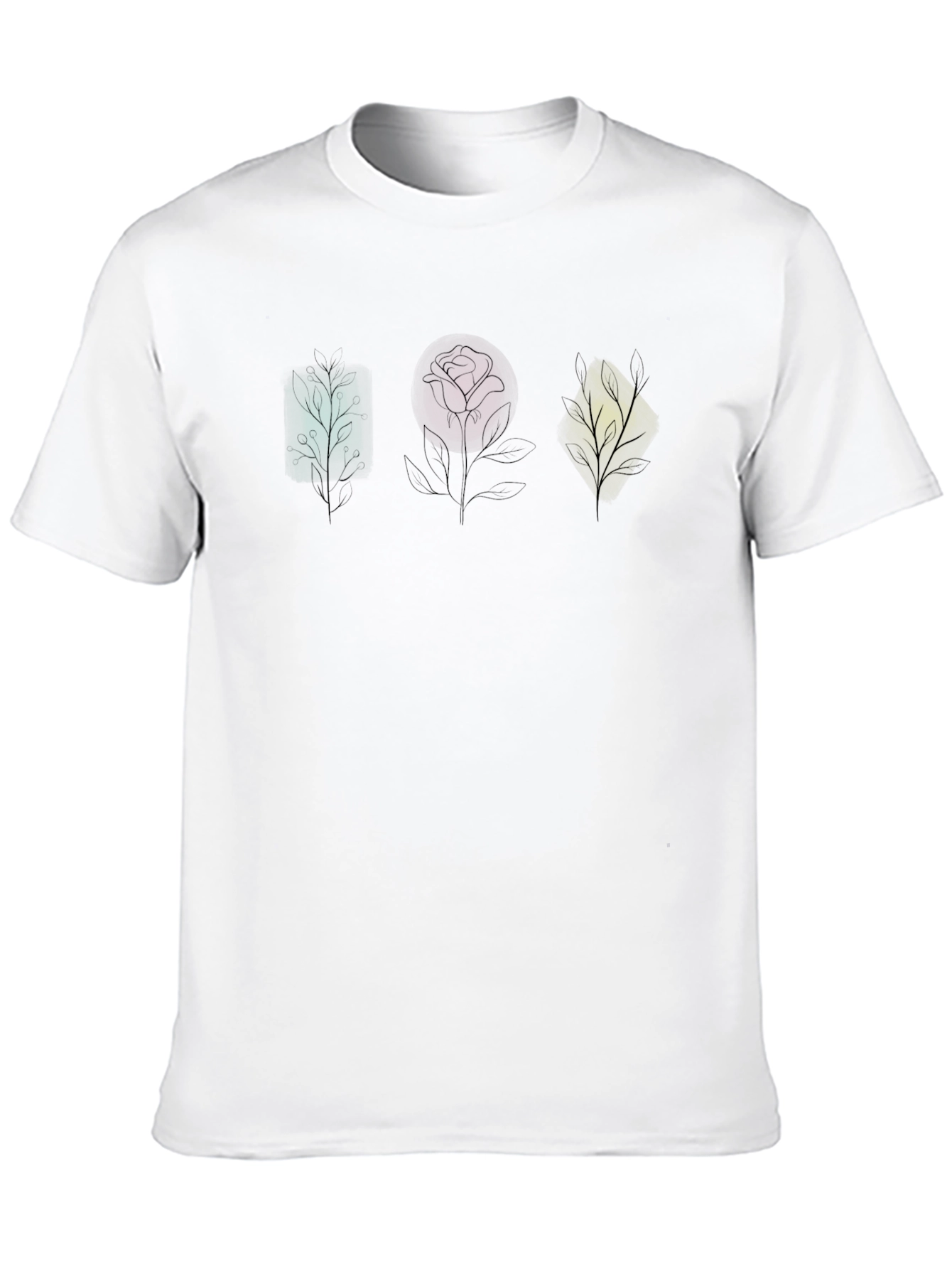 Geometric Floral T-Shirt - Unique Plant Design