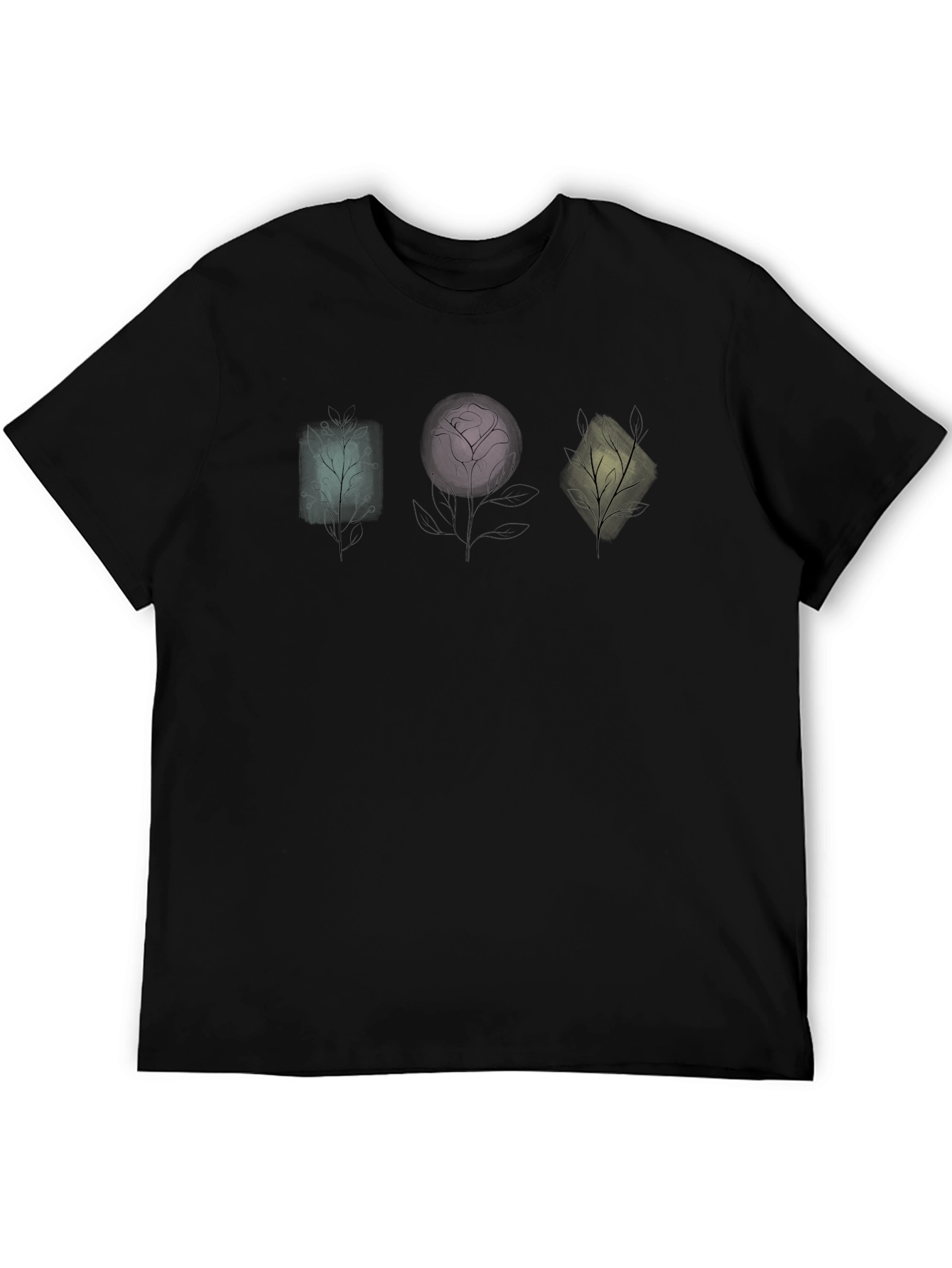 Geometric Floral T-Shirt - Unique Plant Design