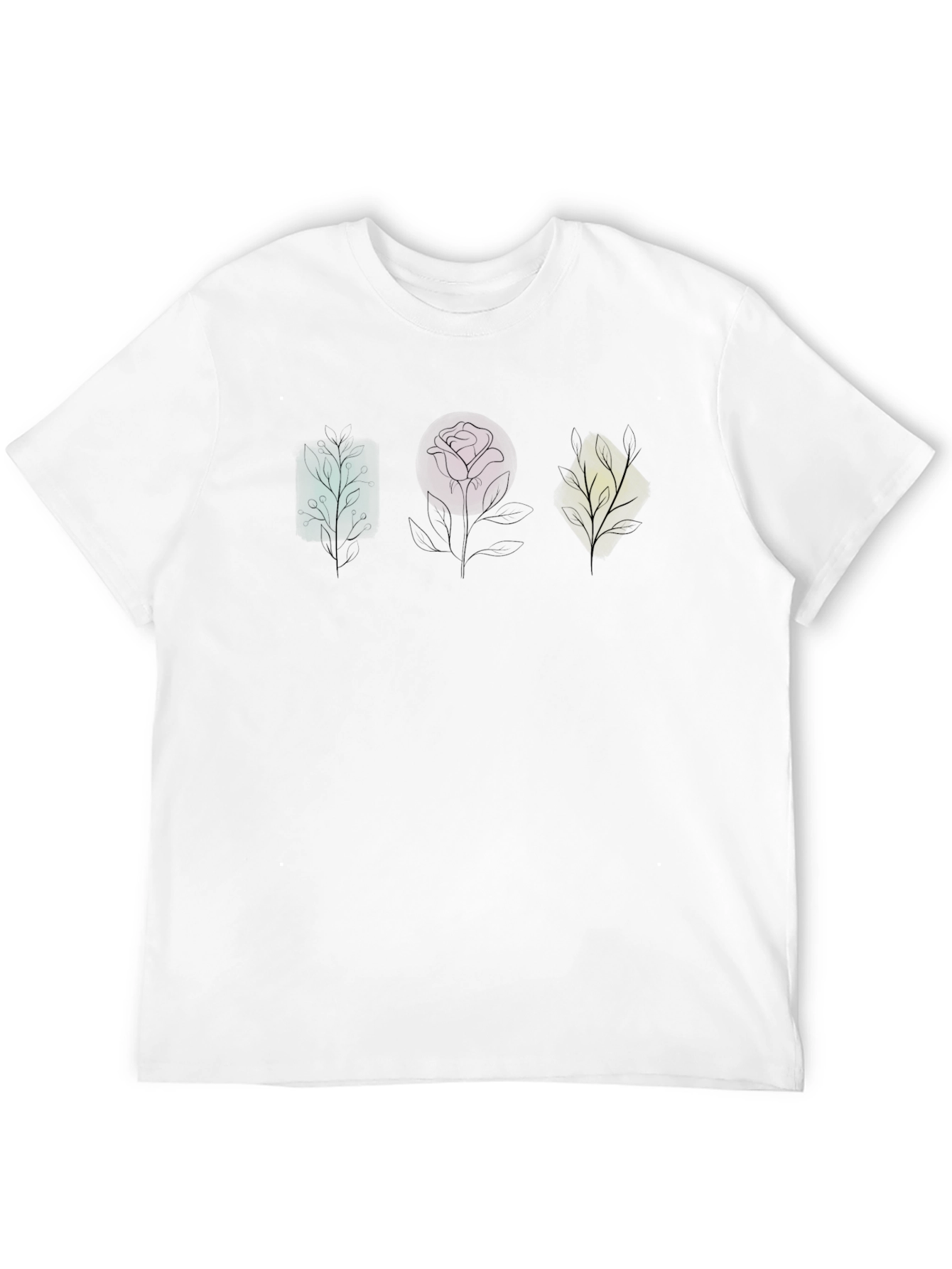 Geometric Floral T-Shirt - Unique Plant Design