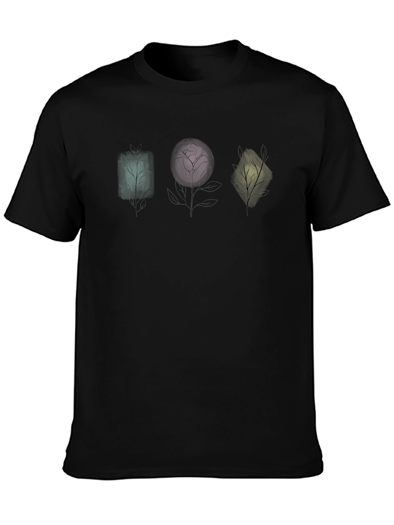 Geometric Floral T-Shirt - Unique Plant Design