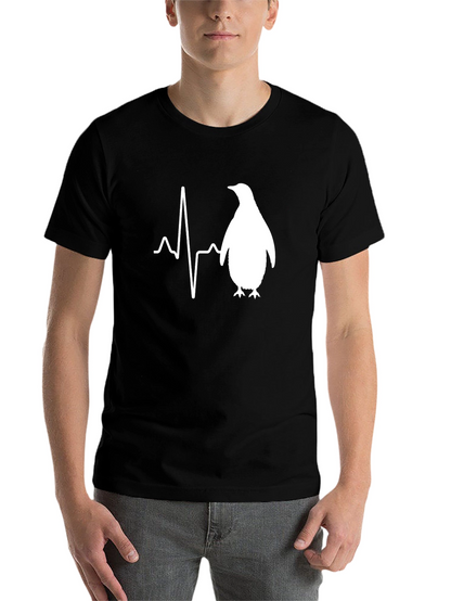 Penguin Heartbeat T-Shirt - Mens Black Graphic Tee