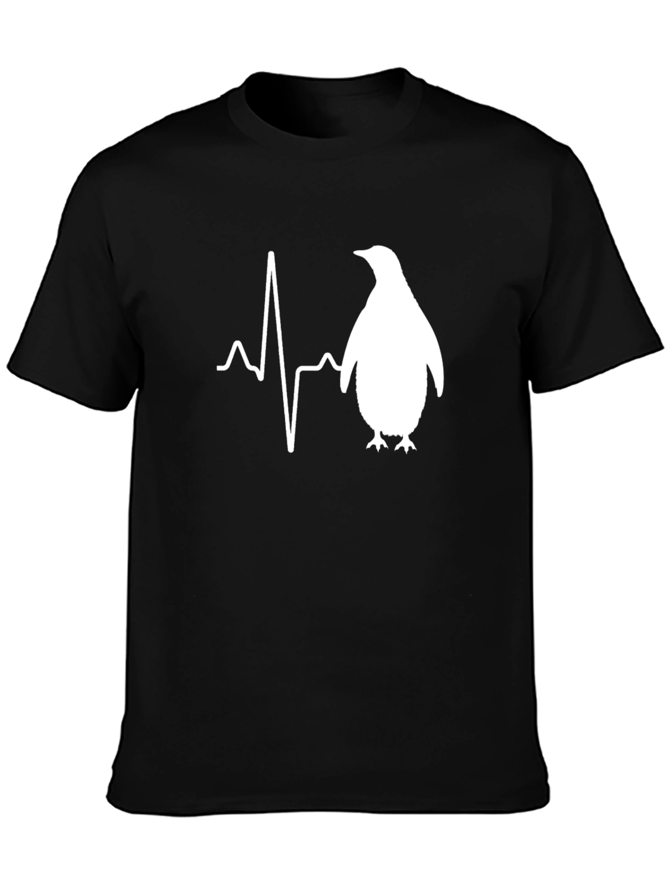 Penguin Heartbeat T-Shirt - Mens Black Graphic Tee