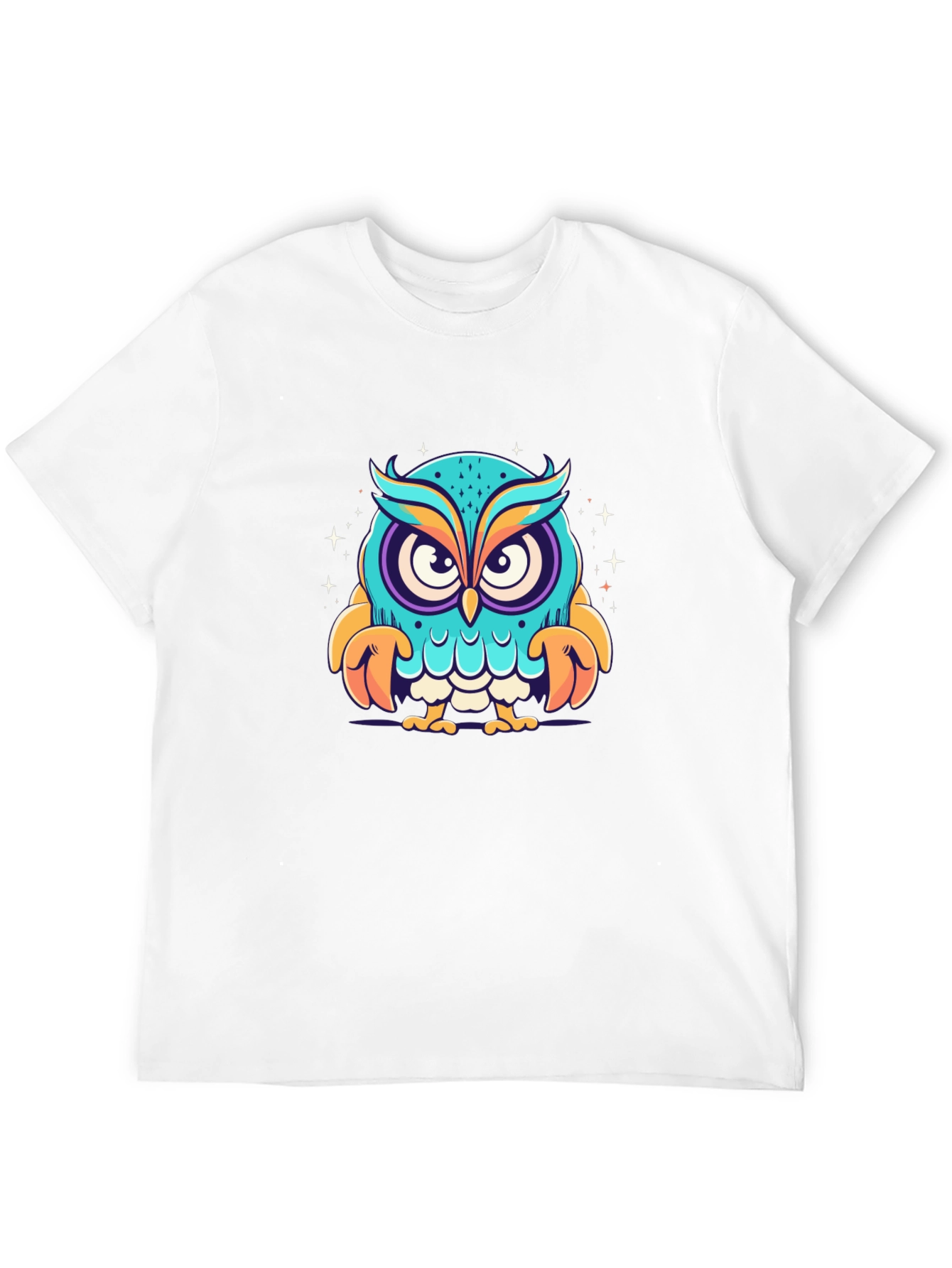 Cartoon Owl Graphic Black T-Shirt