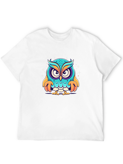 Cartoon Owl Graphic Black T-Shirt