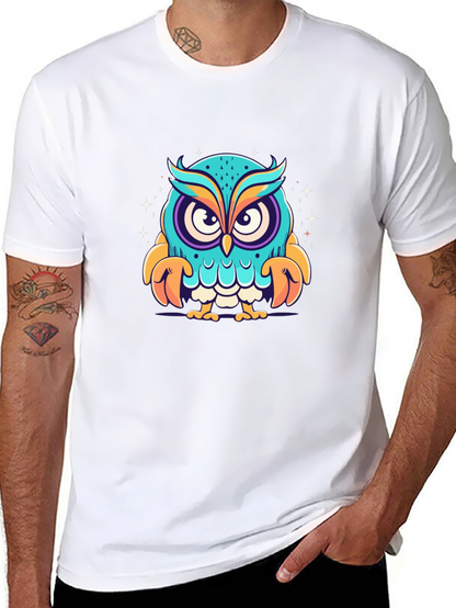 Cartoon Owl Graphic Black T-Shirt