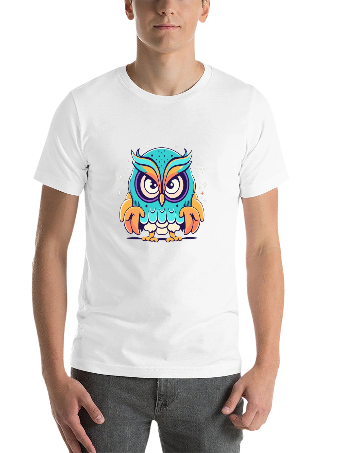 Cartoon Owl Graphic Black T-Shirt