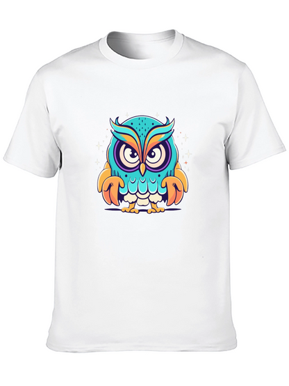 Cartoon Owl Graphic Black T-Shirt