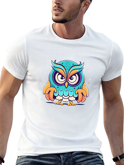 Cartoon Owl Graphic Black T-Shirt