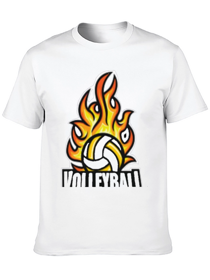 Fiery Volleyball Graphic Tee - Black