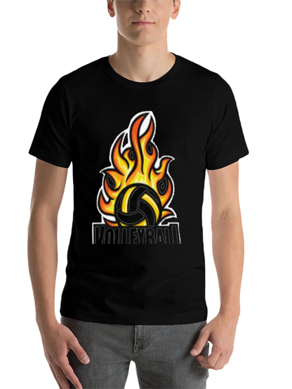 Fiery Volleyball Graphic Tee - Black