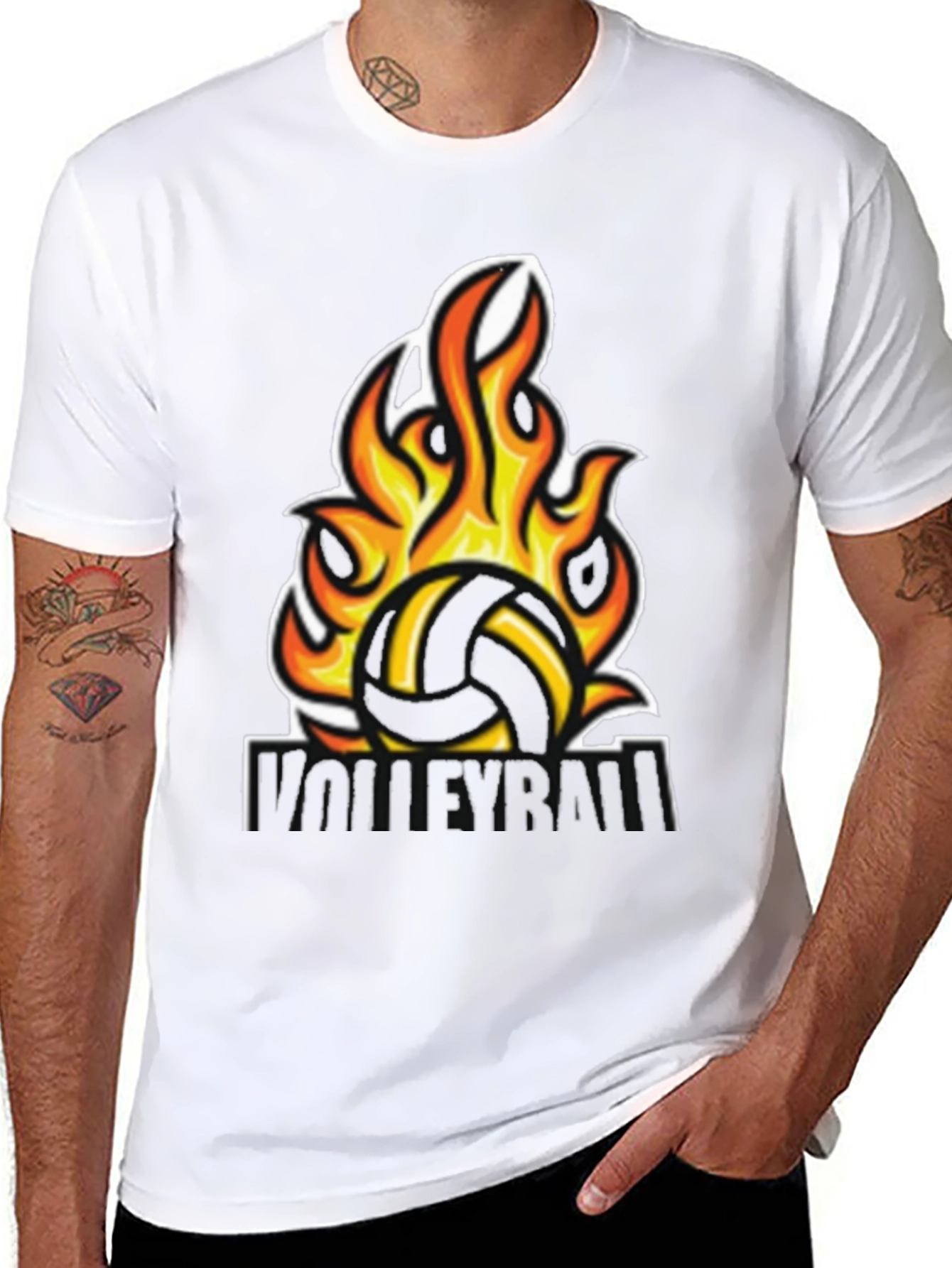 Fiery Volleyball Graphic Tee - Black