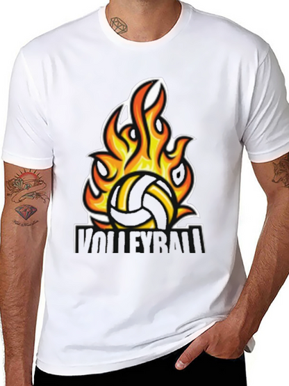 Fiery Volleyball Graphic Tee - Black