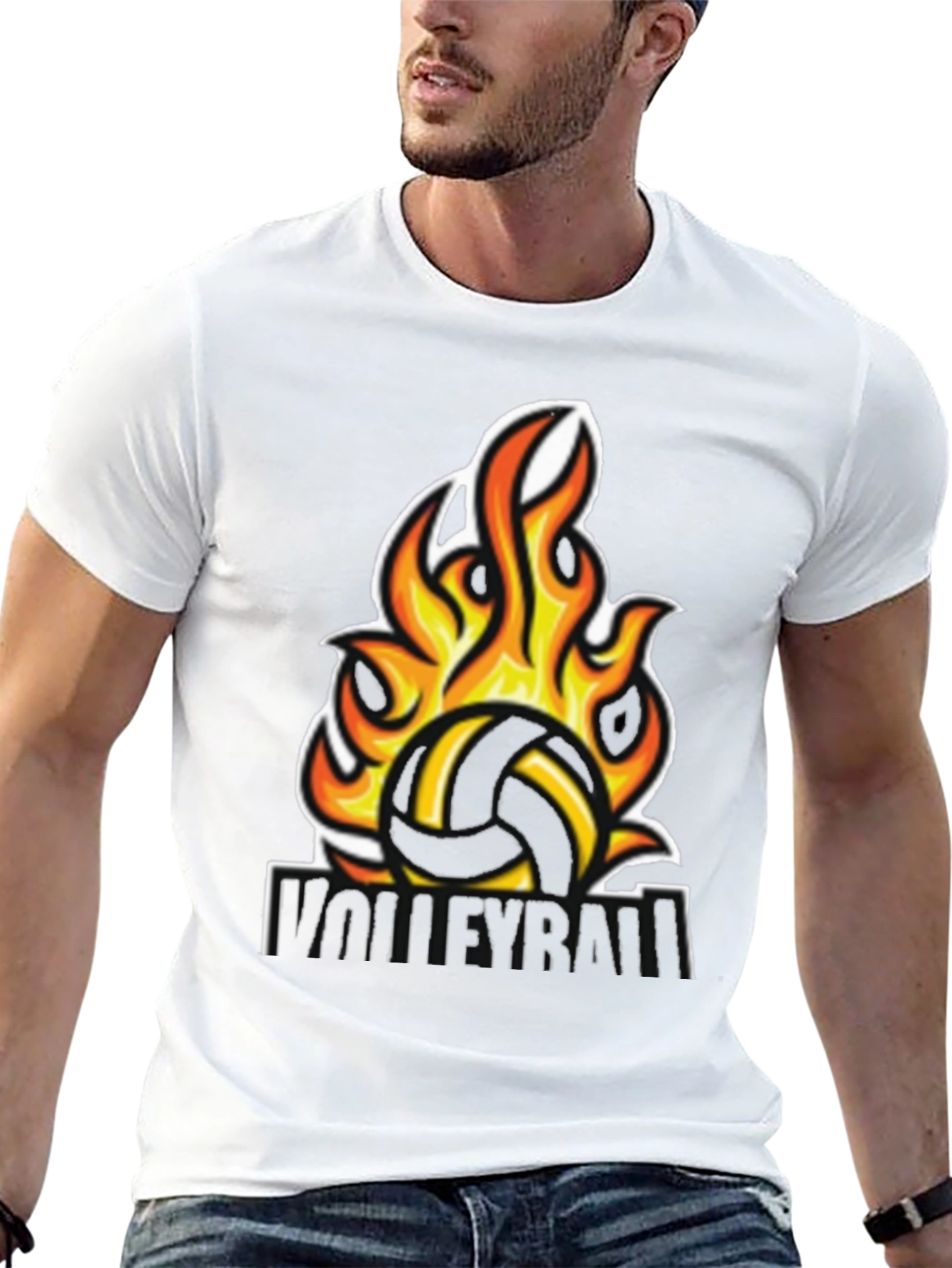 Fiery Volleyball Graphic Tee - Black