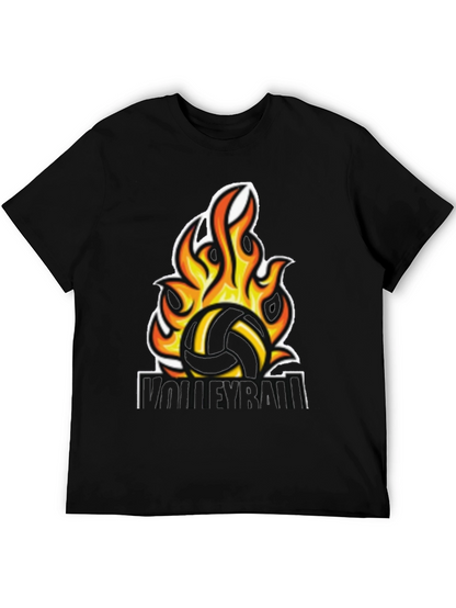 Fiery Volleyball Graphic Tee - Black