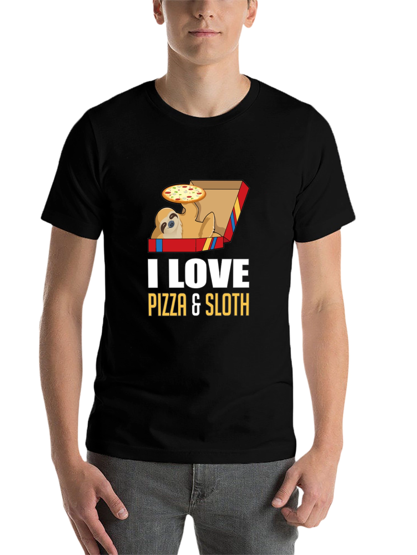 Pizza Sloth Graphic Tee - Funny Casual Shirt
