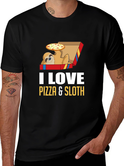 Pizza Sloth Graphic Tee - Funny Casual Shirt