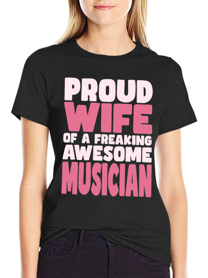 Proud Wife Musician Black T-Shirt