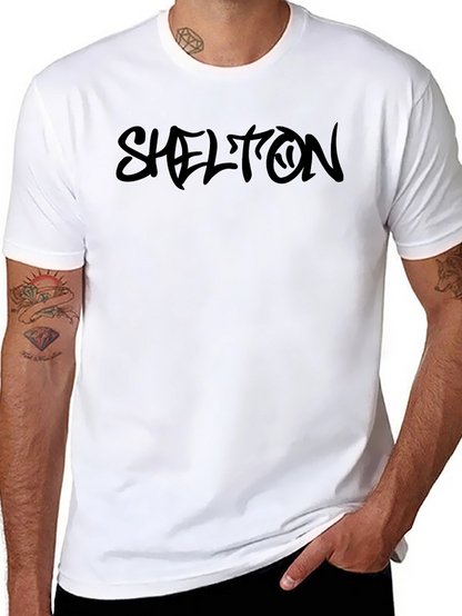 Shelton Black Graphic Print T-Shirt - Casual Wear