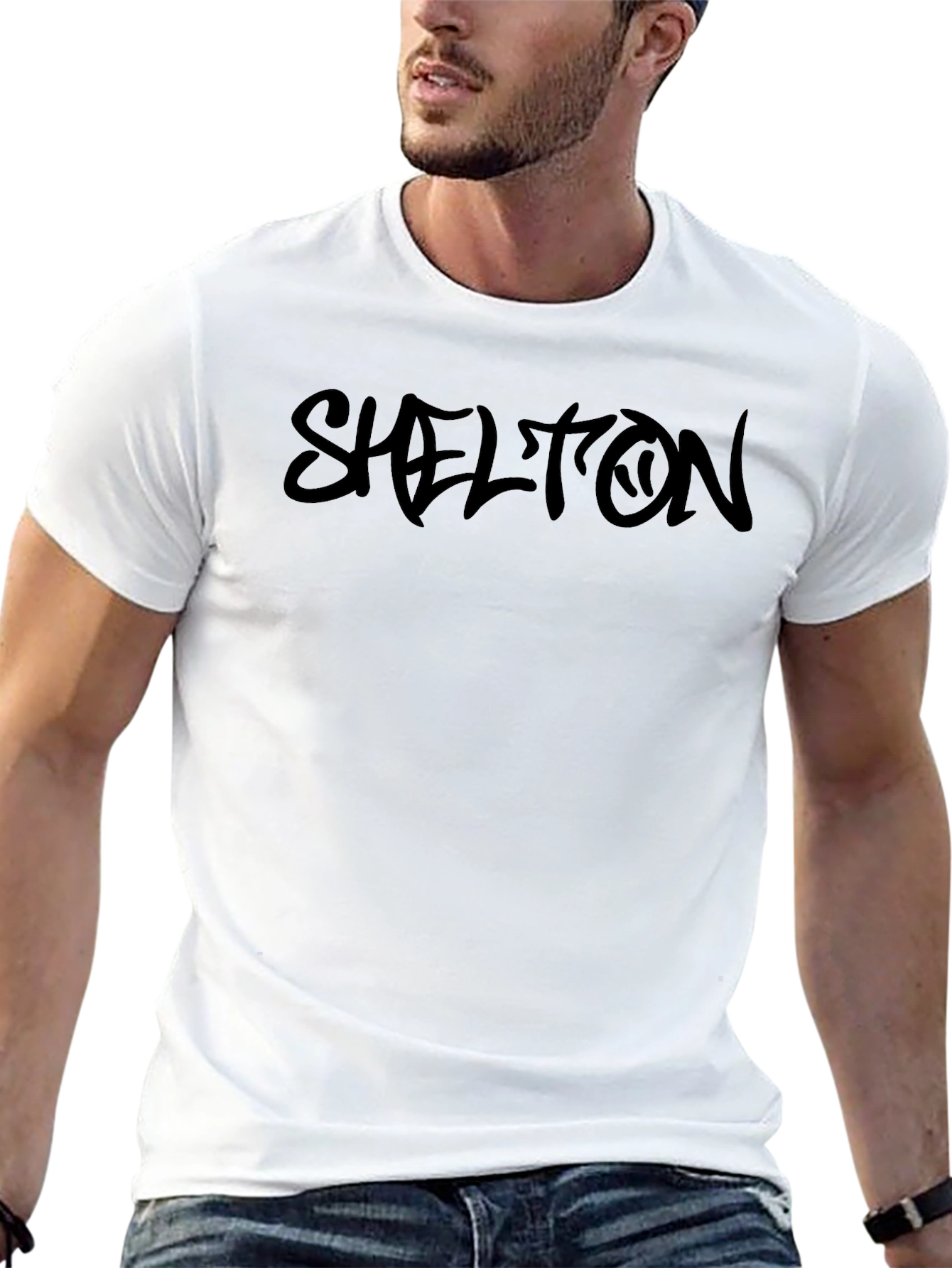 Shelton Black Graphic Print T-Shirt - Casual Wear