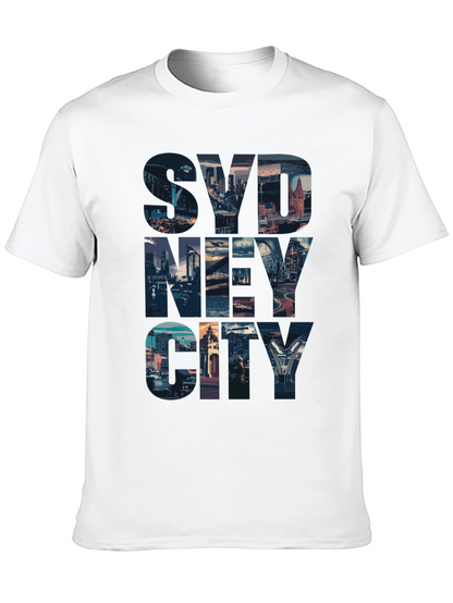 Sydney Cityscape Graphic Tee - Black Cotton Casual T-Shirt