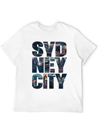 Sydney Cityscape Graphic Tee - Black Cotton Casual T-Shirt