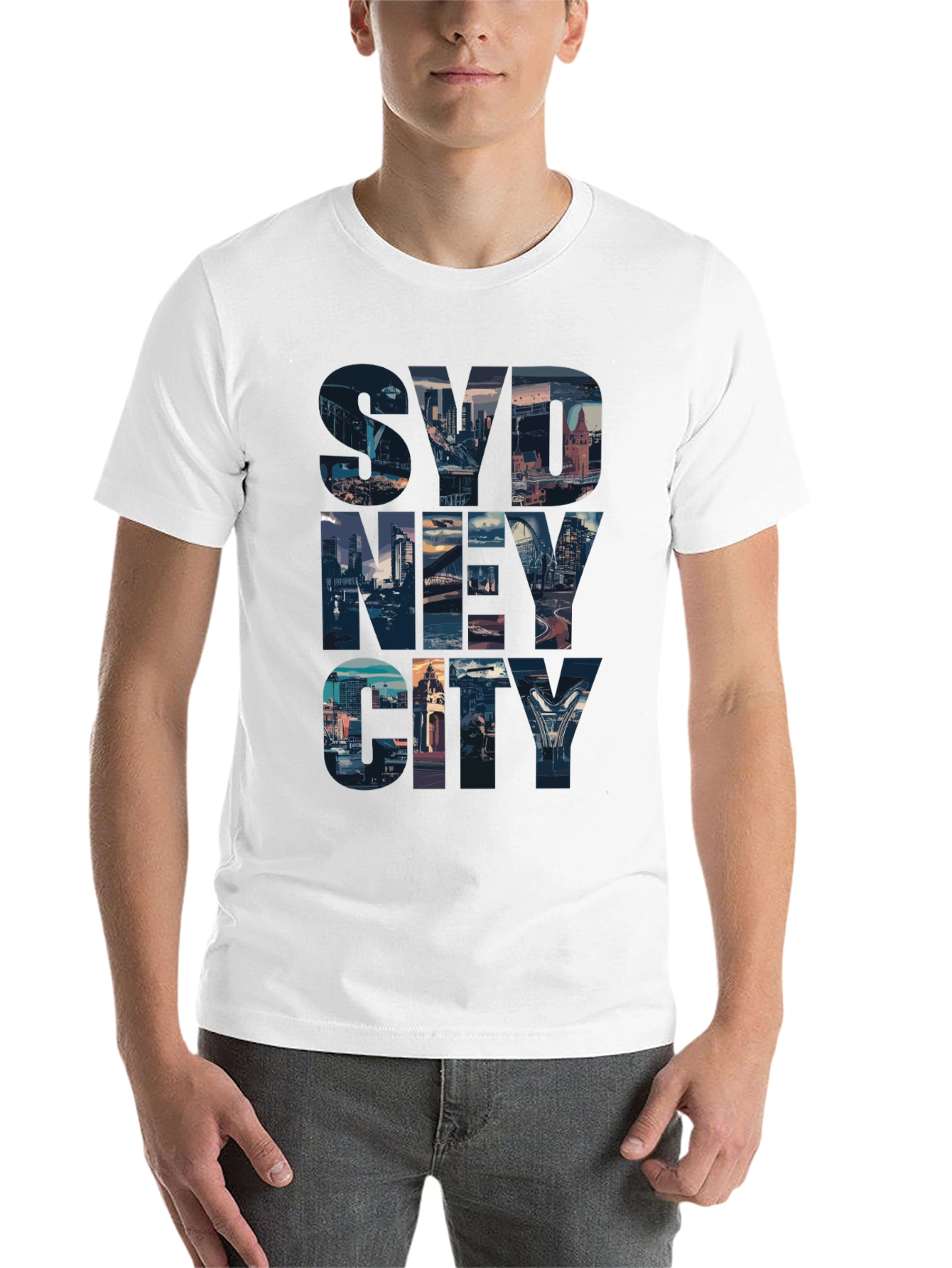 Sydney Cityscape Graphic Tee - Black Cotton Casual T-Shirt