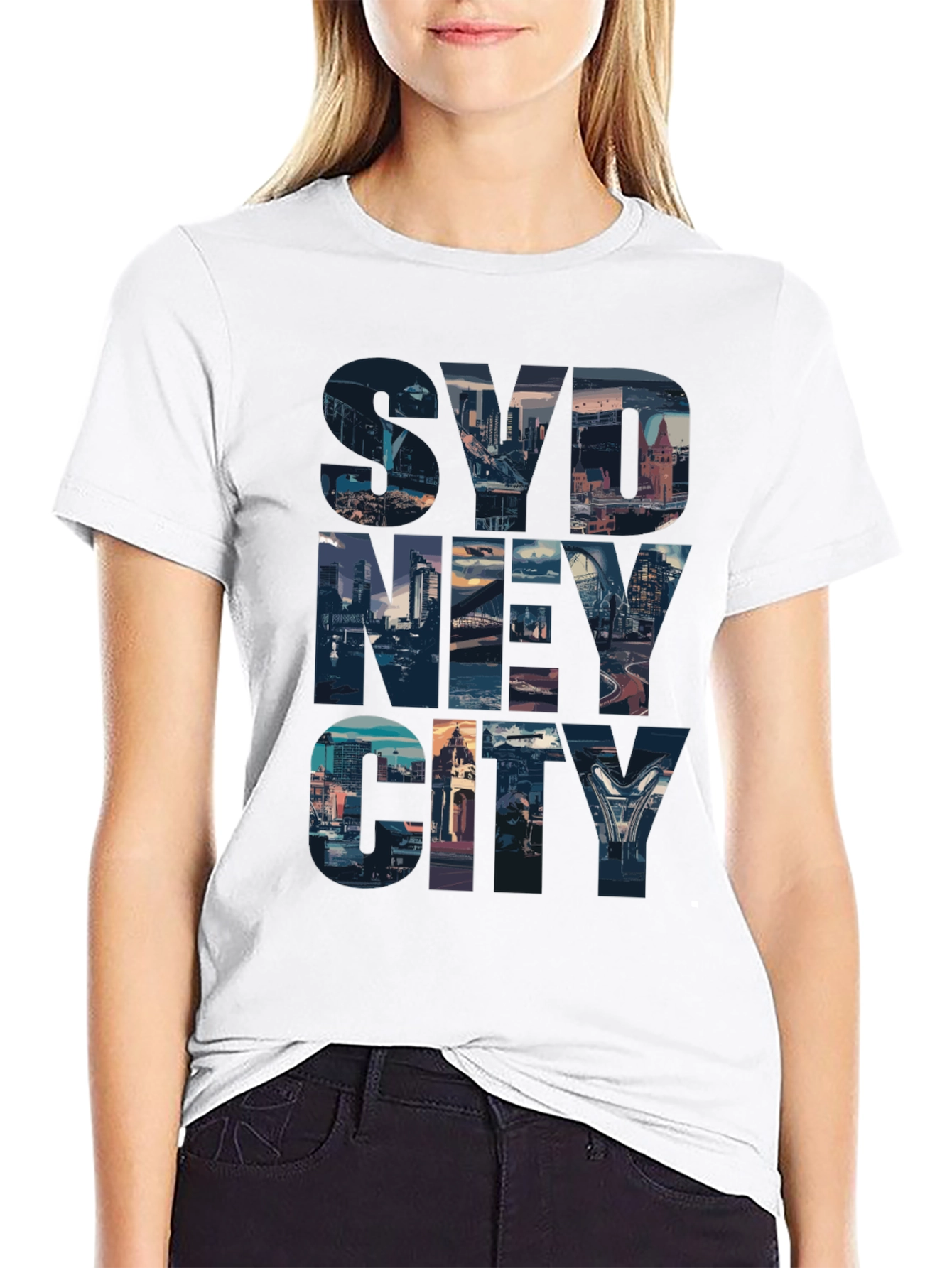 Sydney Cityscape Graphic Tee - Black Cotton Casual T-Shirt