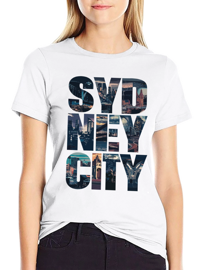 Sydney Cityscape Graphic Tee - Black Cotton Casual T-Shirt