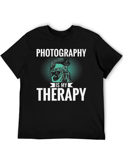 Photography is My Therapy Black T-Shirt