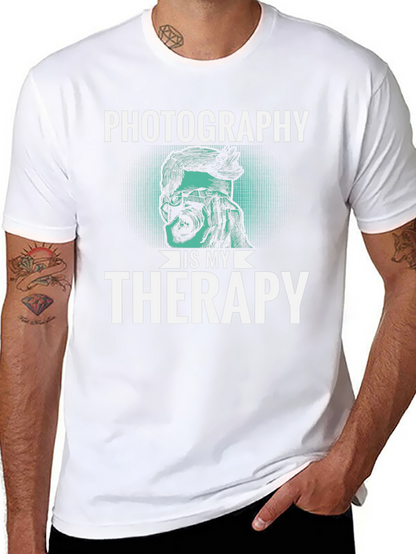 Photography is My Therapy Black T-Shirt