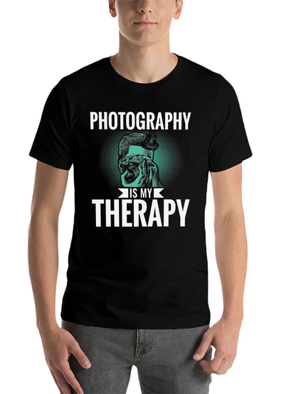 Photography is My Therapy Black T-Shirt