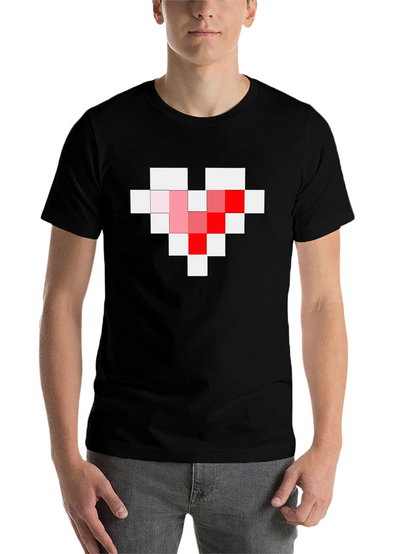 Pixel Heart Graphic Tee - Gamer Style Black T-Shirt