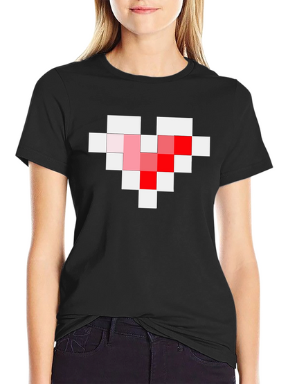 Pixel Heart Graphic Tee - Gamer Style Black T-Shirt