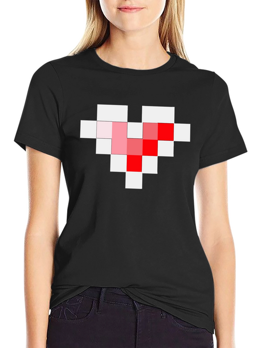 Pixel Heart Graphic Tee - Gamer Style Black T-Shirt