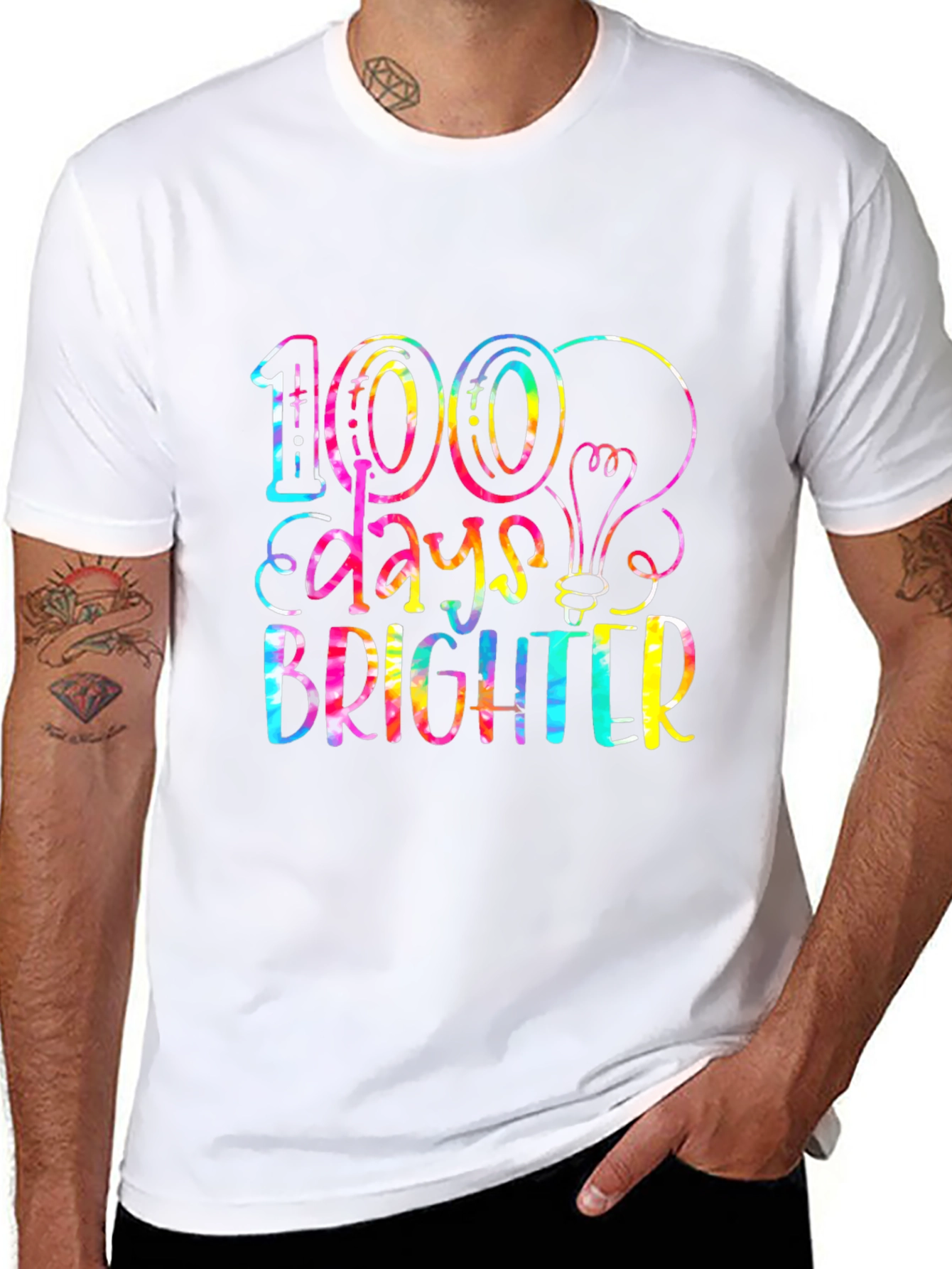 100 Days Brighter Tie Dye Graphic Tee