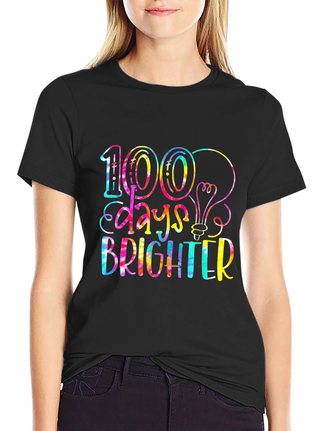 100 Days Brighter Tie Dye Graphic Tee