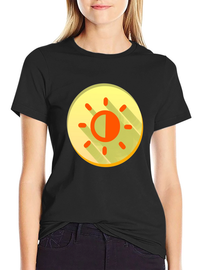 Contrast Sun Graphic T-Shirt - Black