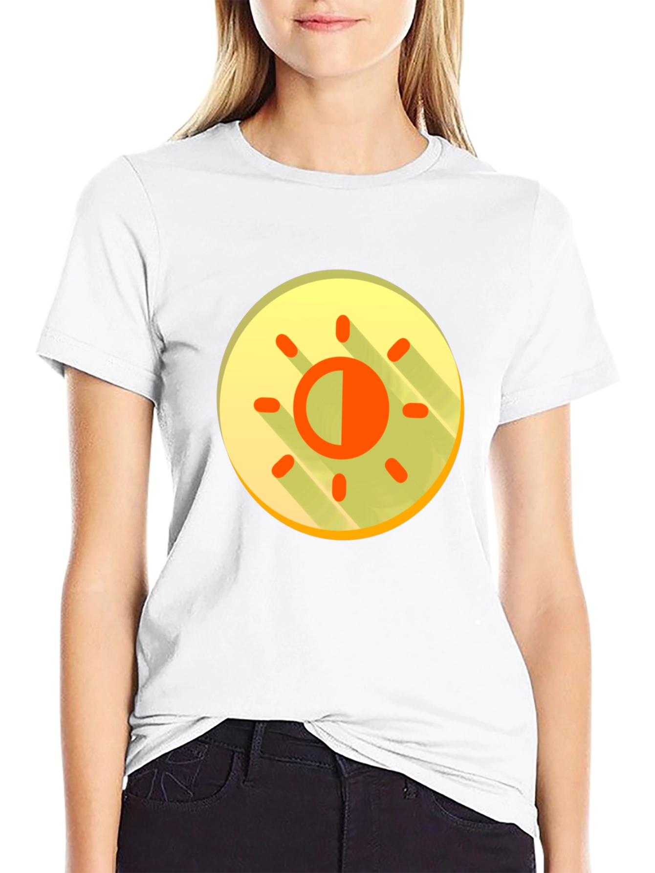 Contrast Sun Graphic T-Shirt - Black
