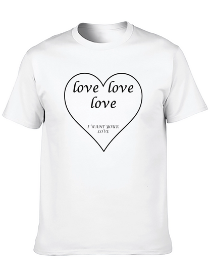 Love Heart Black T-Shirt Romantic Graphic Tee