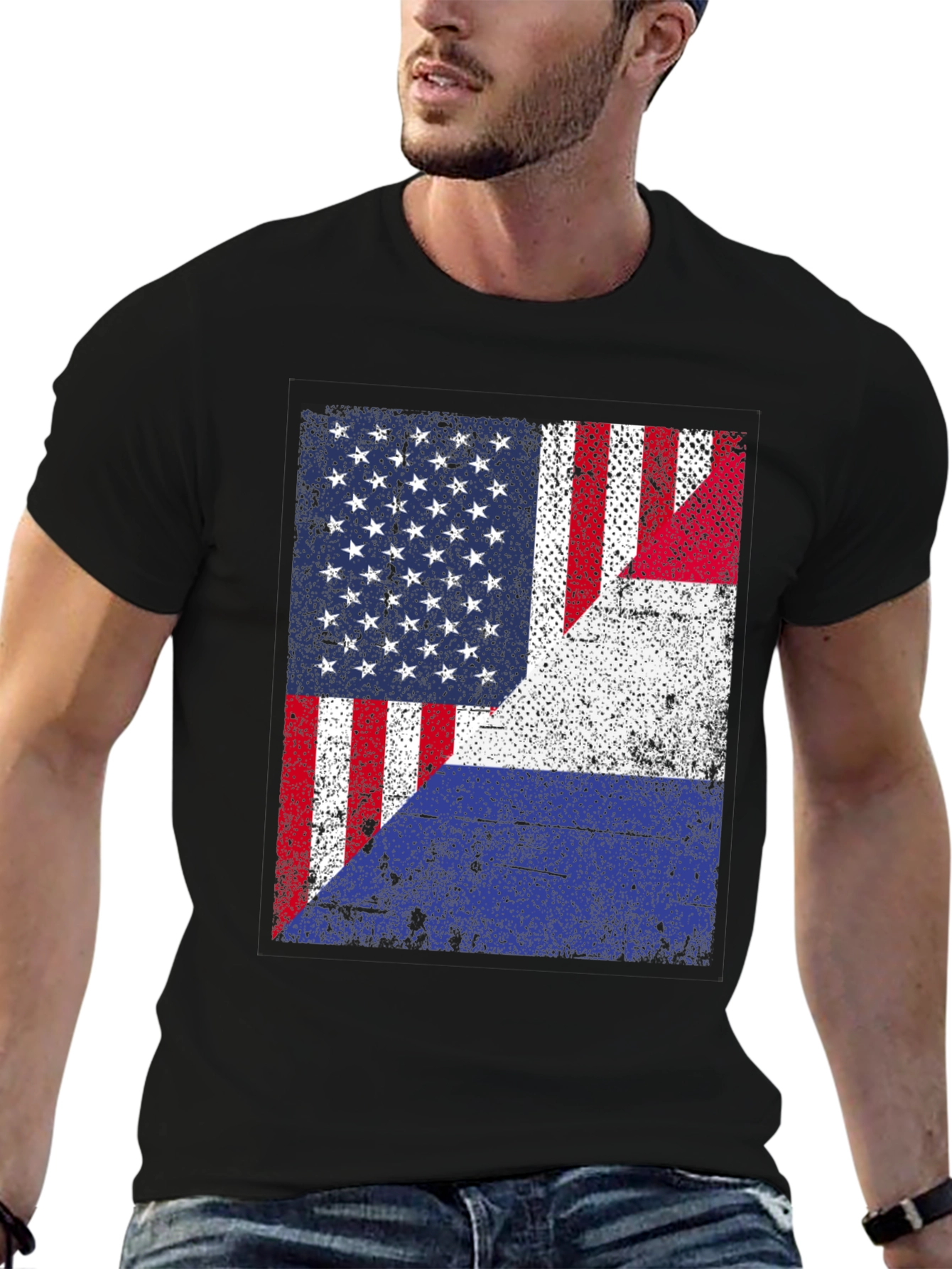 Distressed USA Flag Graphic T-Shirt