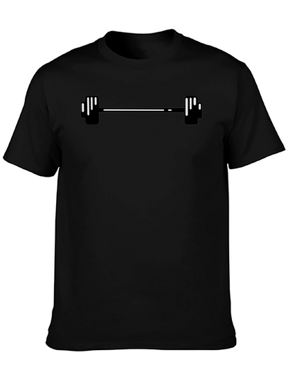Mens Black Graphic Tee - Weightlifting Barbell Design