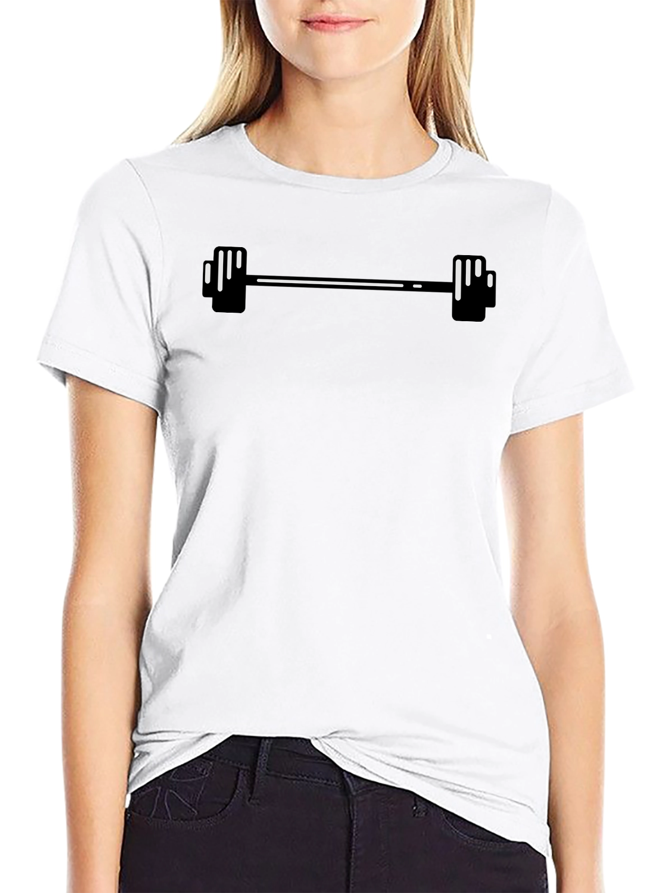 Mens Black Graphic Tee - Weightlifting Barbell Design