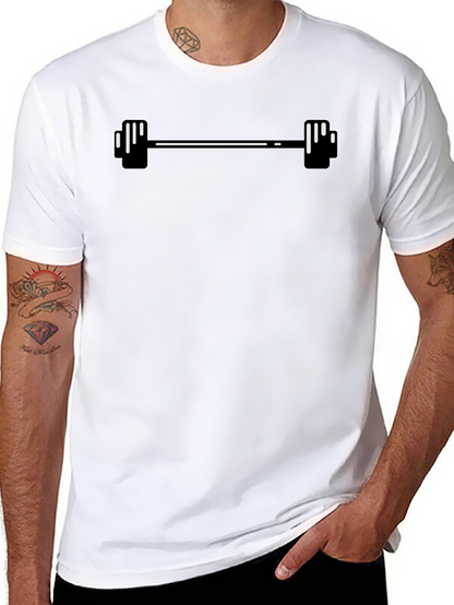 Mens Black Graphic Tee - Weightlifting Barbell Design