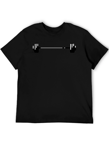 Mens Black Graphic Tee - Weightlifting Barbell Design