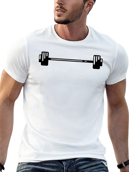 Mens Black Graphic Tee - Weightlifting Barbell Design