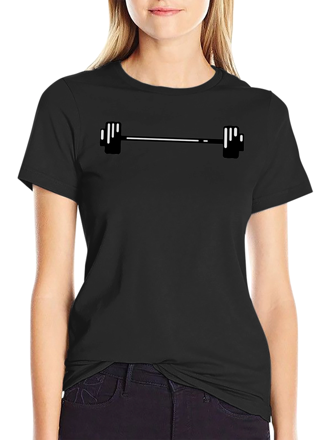 Mens Black Graphic Tee - Weightlifting Barbell Design