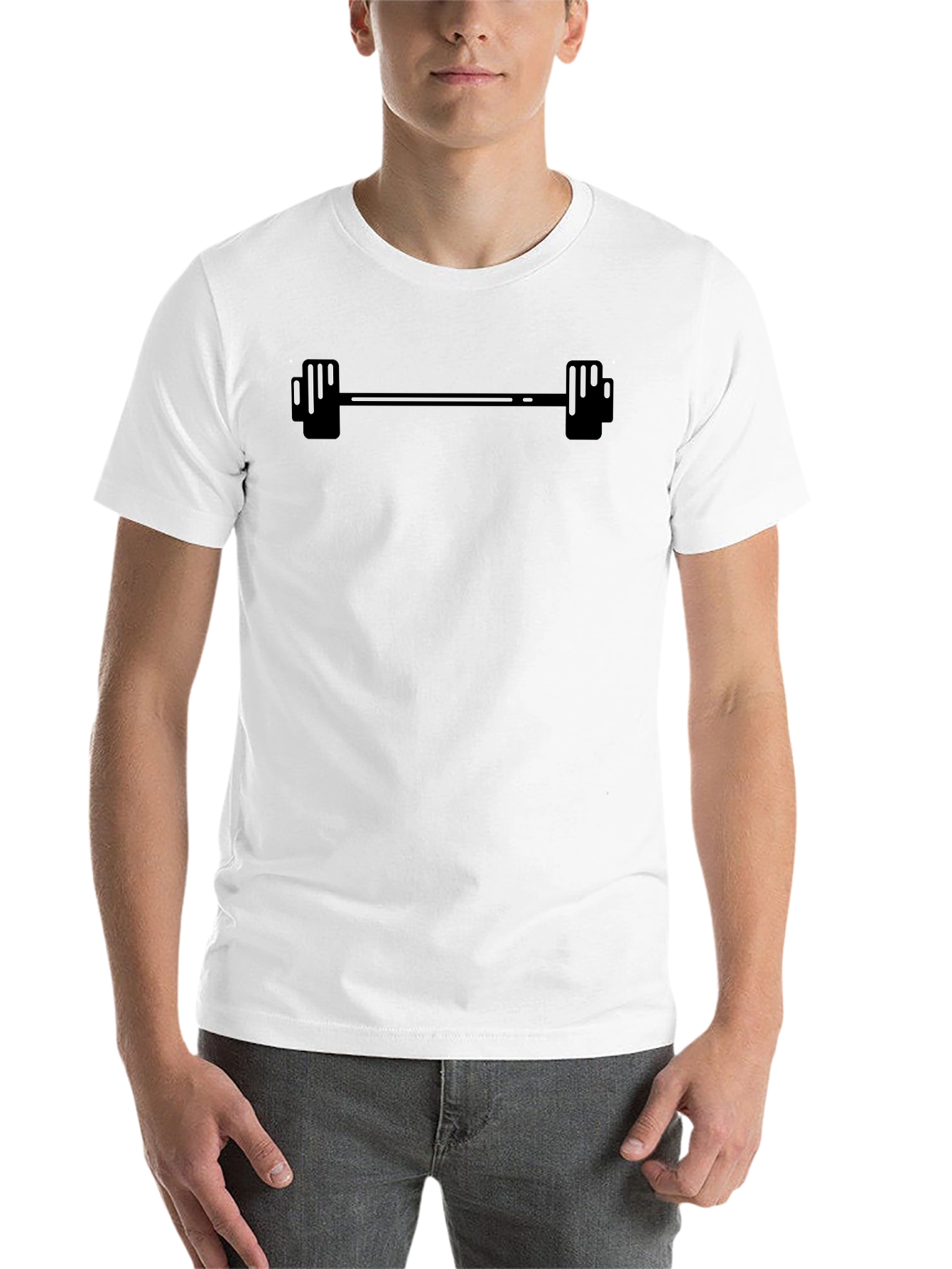Mens Black Graphic Tee - Weightlifting Barbell Design