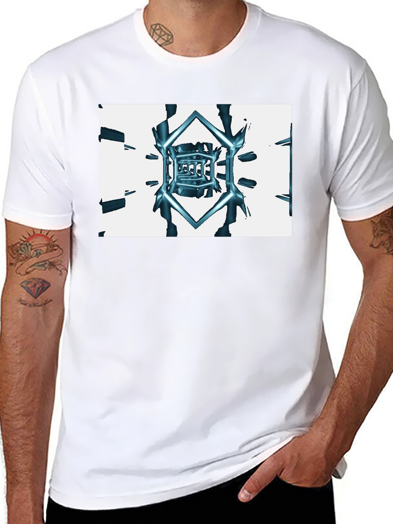 Abstract Cube Tee - Black Graphic T-Shirt
